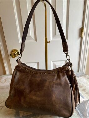 Gun Tote’n Mama CCW Brown Leather-Look Shoulder Bag with Stud Design & tassel